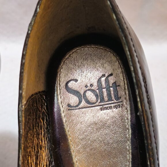 Sofft Burgundy/Wine Patent Leather Womens Pumps W/ Bow Size 8M 4" Heel. Peep toe - Picture 6 of 9